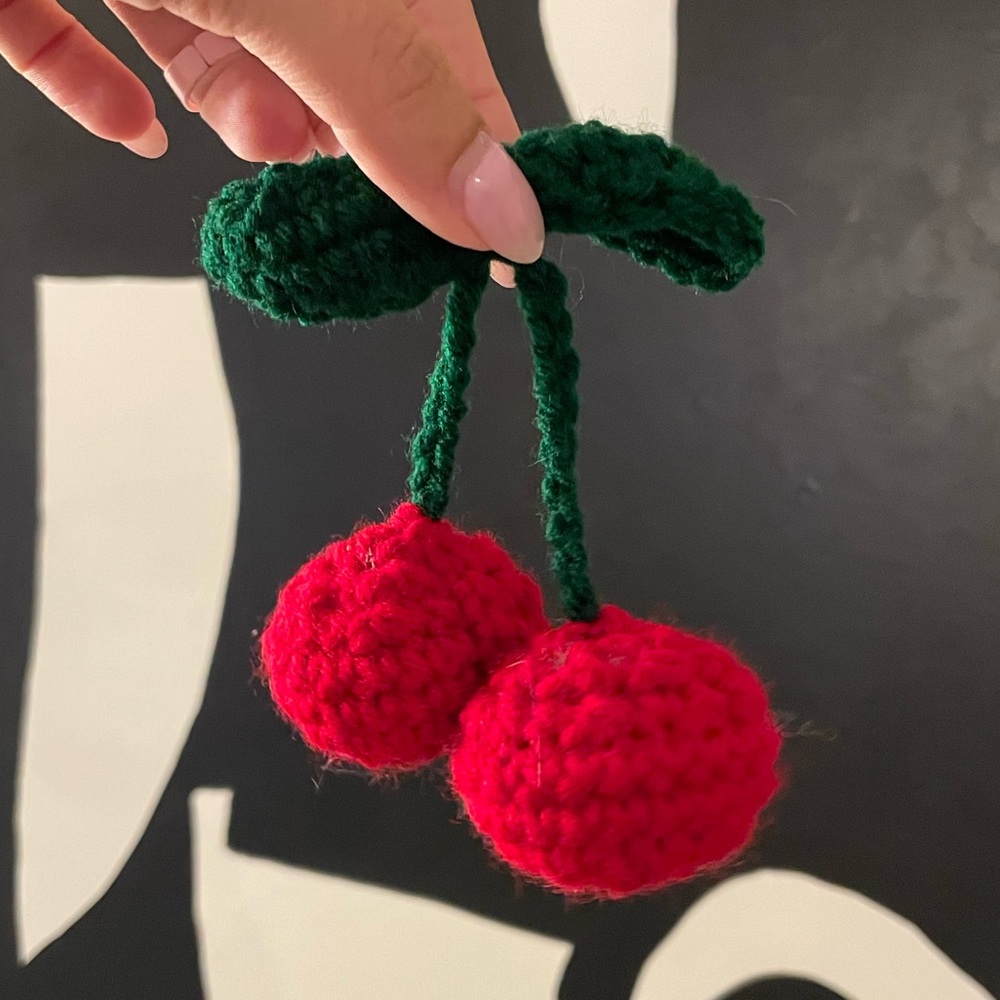 Crochet Cherry Purse Keychain 🍒